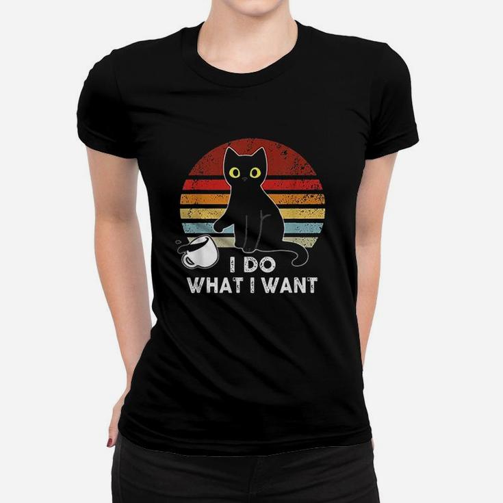 Vintage I Do What I Want Cat Lover Dad Mom Ladies Tee