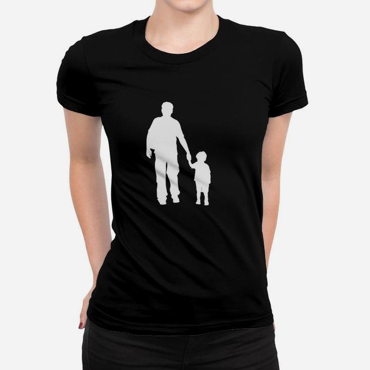 Walking Dad And Son Silhouettes Ladies Tee