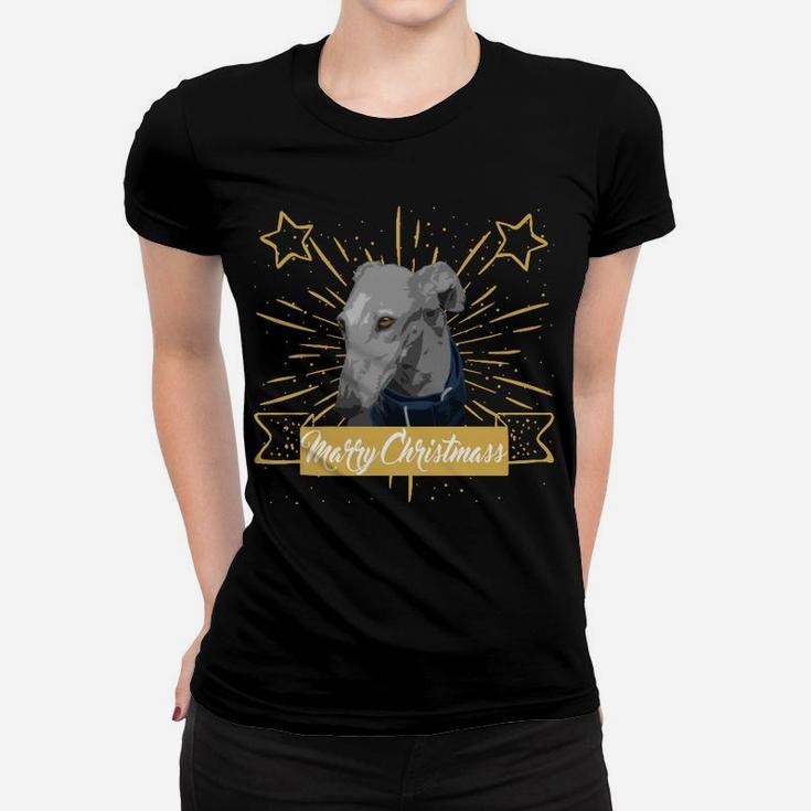 Weihnachtsfreude Hundegesicht Festliches Frauen Tshirt, Weihnachtspullover-Stil