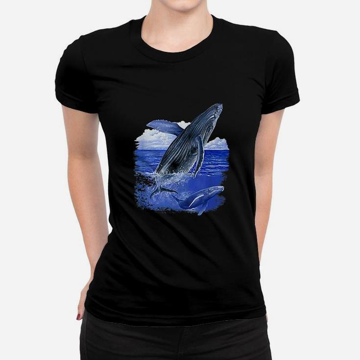 Whale With Baby Whale Sea Life Ocean Water Gift Ladies Tee