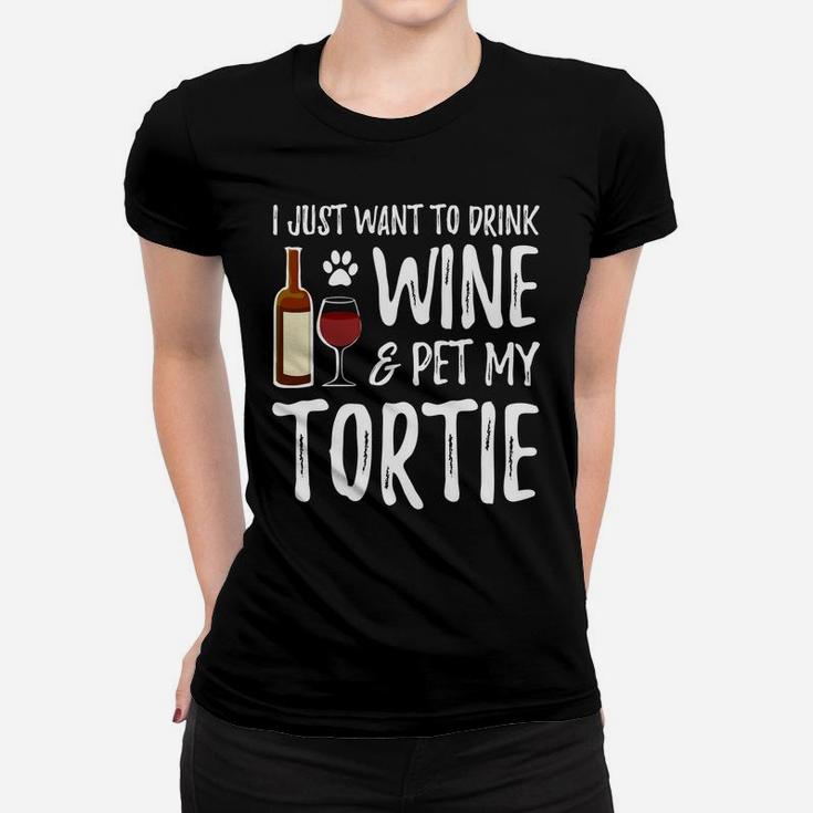 Wine And Tortie For Tortie Cat Mom Ladies Tee