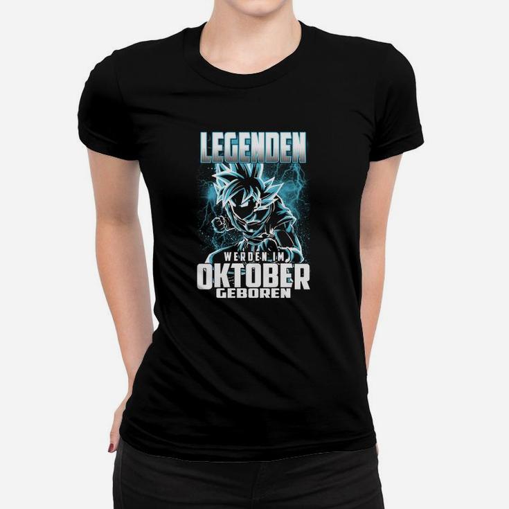 Wolf Design Legenden Oktober Geburtstags-Frauen Tshirt