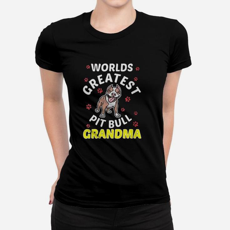 Worlds Greatest Pitbull Grandma Love My Dog Paw Gifts Ladies Tee