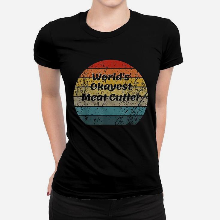 Worlds Okayest Meat Cutter Vintage Sunset 60s 70s Ladies Tee