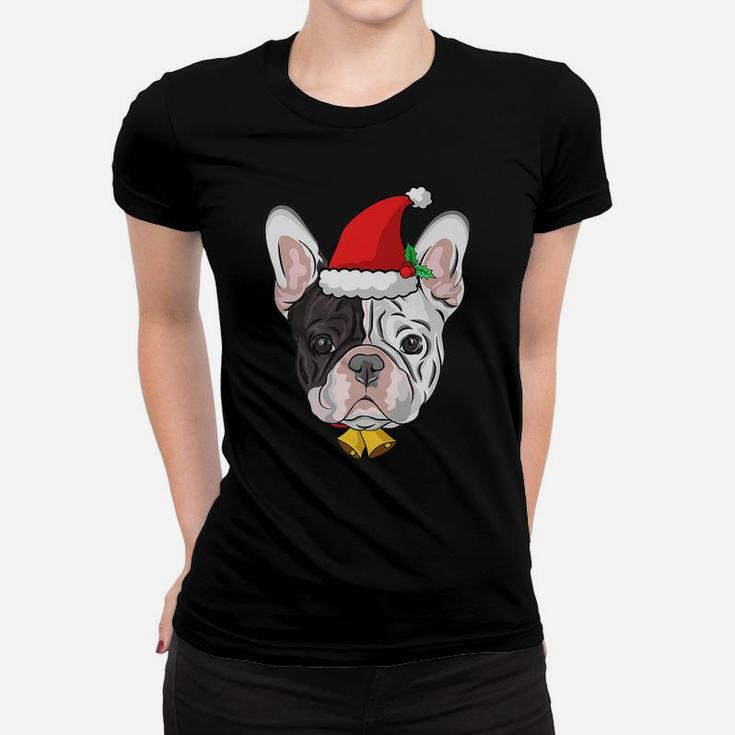 Xmas Funny French Bulldog With Antlers Christmas Ladies Tee