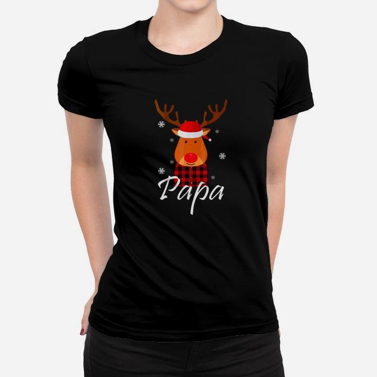 Xmas Plaid Reindeer Papa Family Christmas Father Buffalo Ladies Tee