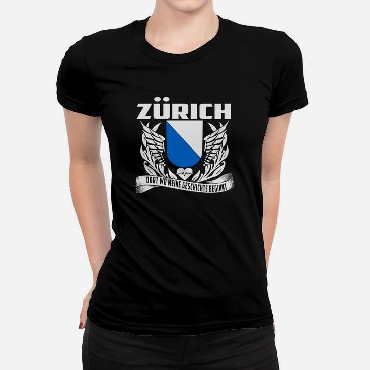 Zürich Stolzes Wappen Design Schwarzes Frauen Tshirt für Herren