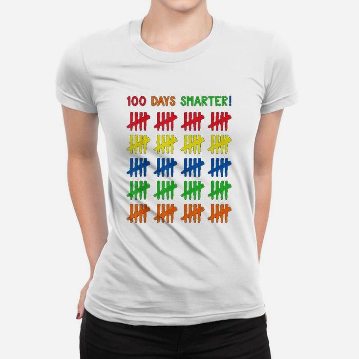 100 Days Of School Tally Marks Kids 100 Days Smarter Women T-shirt