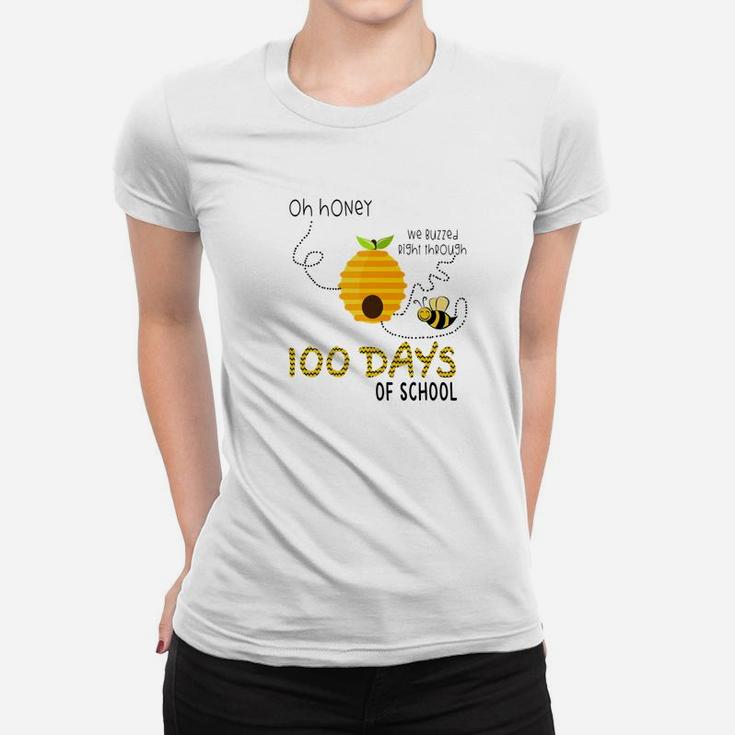 100th Day Of School Teacher Bee Hive Funny Sayings Ladies Tee