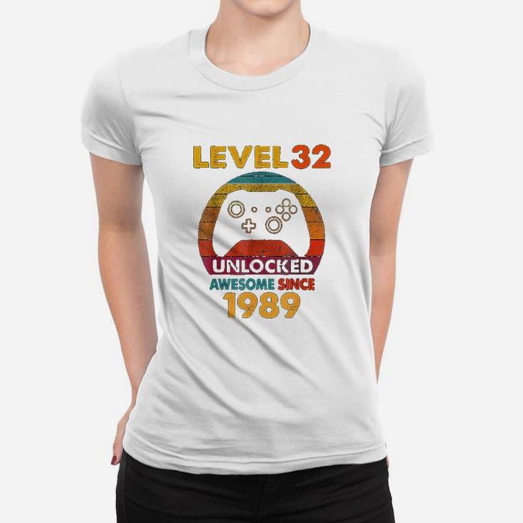 33rd Bday Boy Gamer Level 33 Unlocked Awesome Since 1989 Ladies Tee