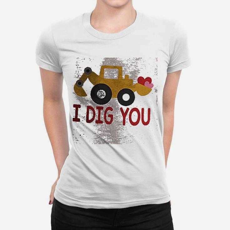 7 Ate 9 Apparel Kids I Dig You Construction Truck Day Red Raglan Ladies Tee