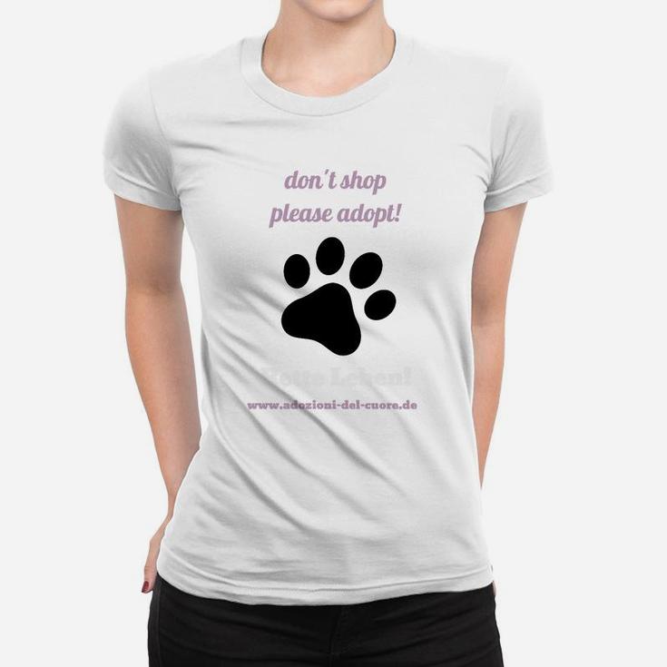 Adoption Bewusstsein Frauen Tshirt, Pfotenabdruck & Bitte Adoptieren Slogan