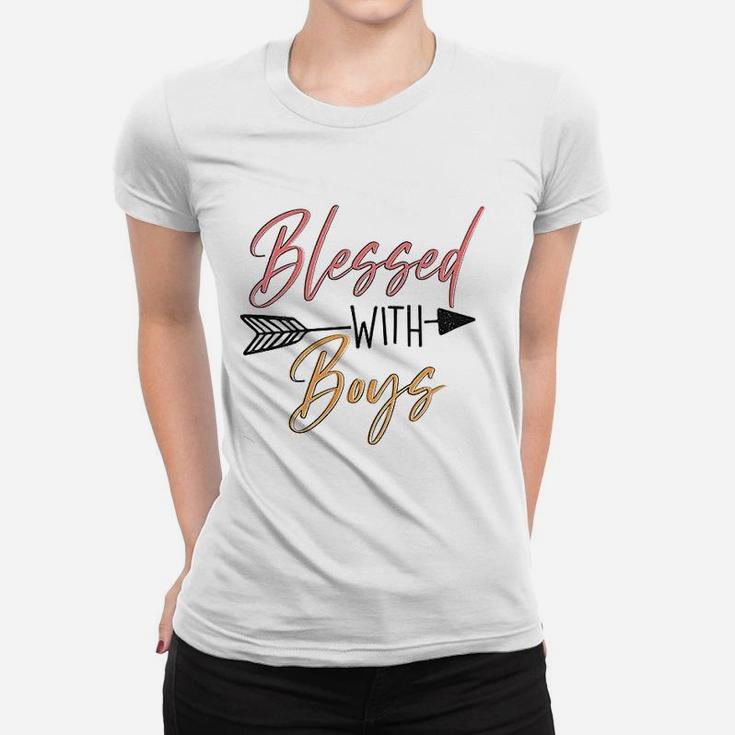 Blessed With Boys  Mom Of Boys Ladies Tee