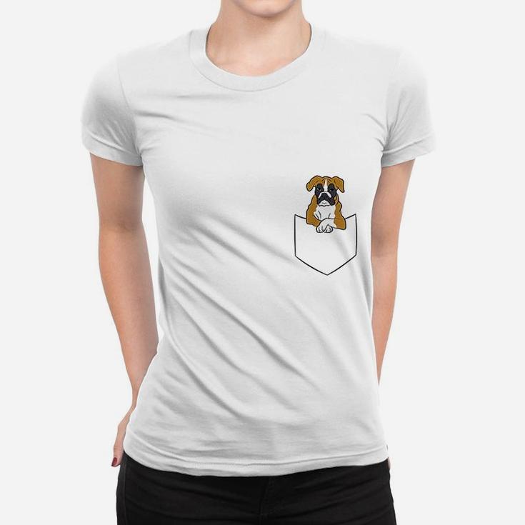 Boxer Dog In Pocket Funny Boxer Dog In A Pocket Ladies Tee