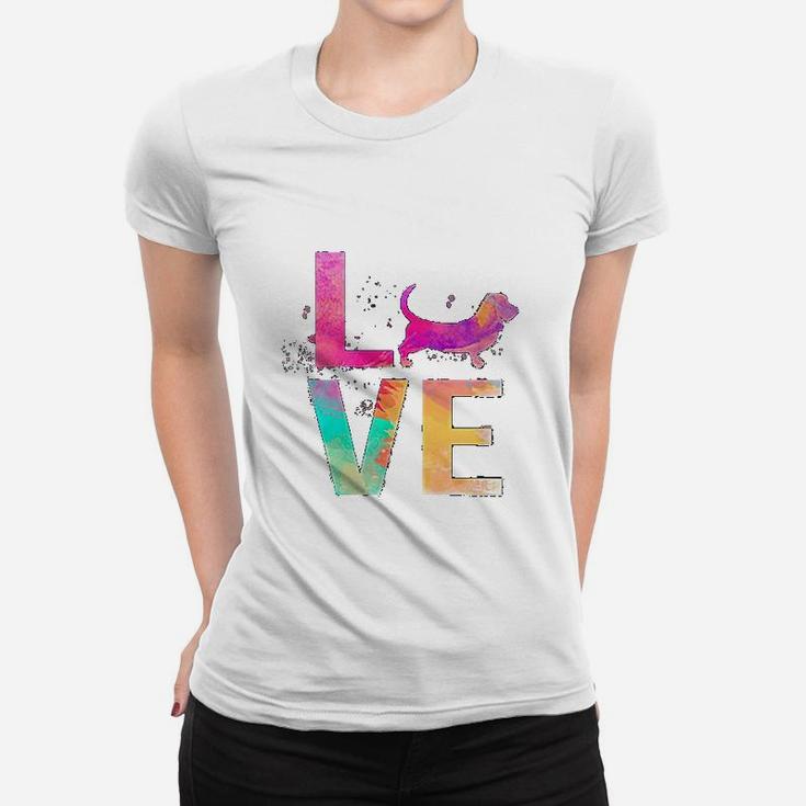 Colorful Basset Hound Dog Mom Gifts Basset Hound Ladies Tee