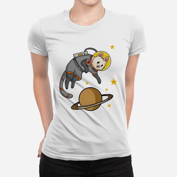 Cute Cat Astronaut Cartoon Pet Gift For Pet Lovers Women T-shirt