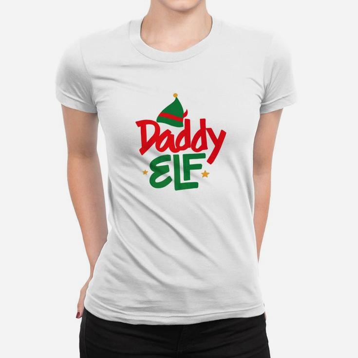 Daddy Elf Funny Parent Dad Christmas Ladies Tee