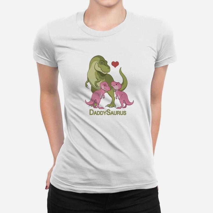 Daddysaurus Trex Father Twin Baby Girl Dinosaurs Shirt Ladies Tee