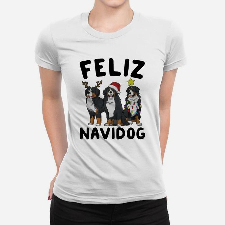 Feliz Navidog Bernese Mountain Dog Christmas Ladies Tee
