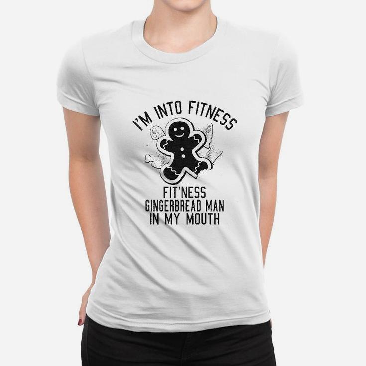 Fitness Gingerbread In My Mouth Funny Christmas Xmas Gift For Her Ladies Tee