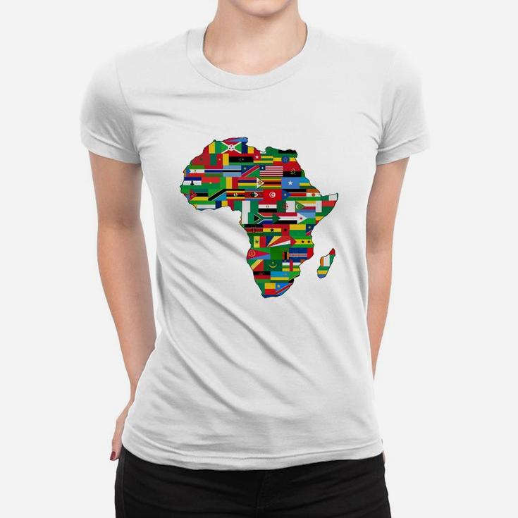 Flags Of Africa Map Ladies Tee - Seseable