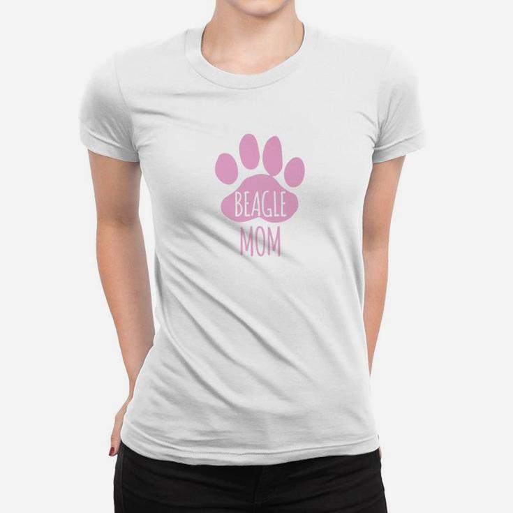 Funny Beagle Dog Mom For Puppy Owner Cute Paw Pink Ladies Tee