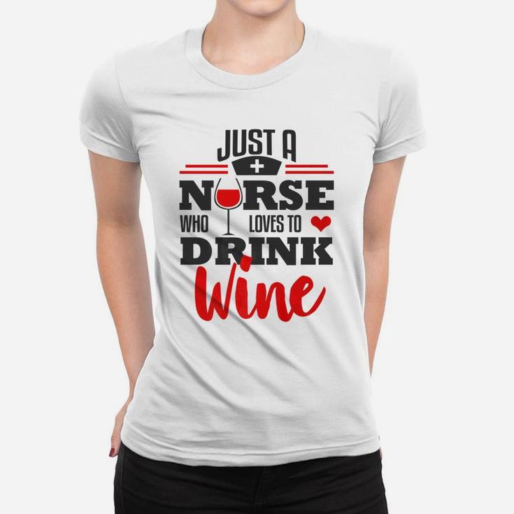 Funny Nurse Wine Lover Rn Lpn Cna Nursing Student Ladies Tee