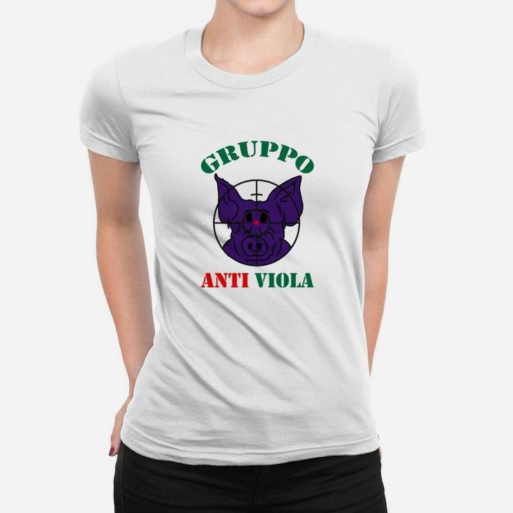 Gruppo Anti Viola Frauen Tshirt, Schweinedesign Lustiges Motiv