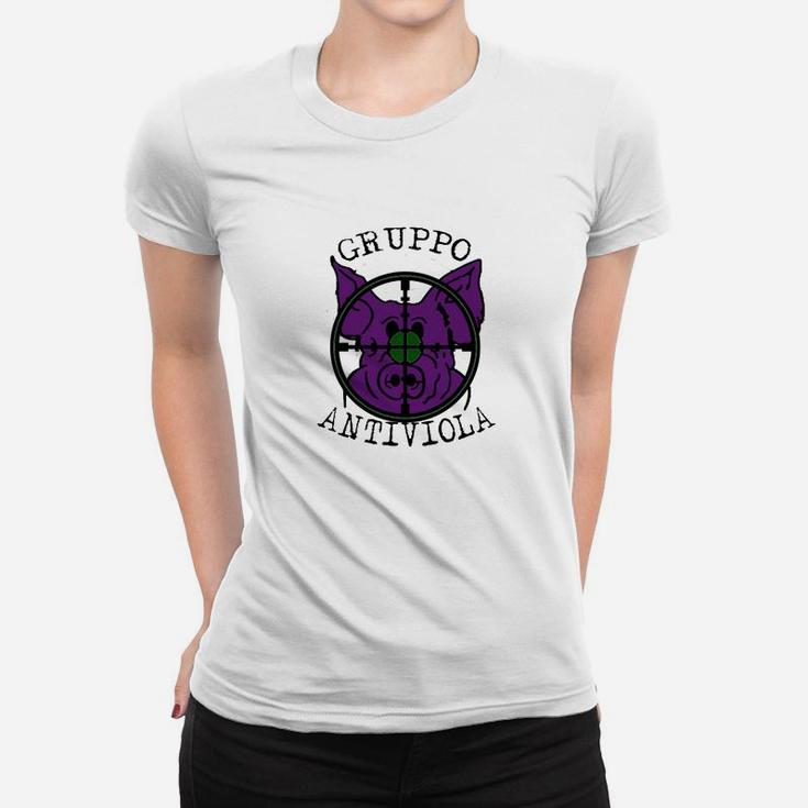 Gruppo Antiviola Logo Herren Frauen Tshirt in Weiß, Fanmode Design