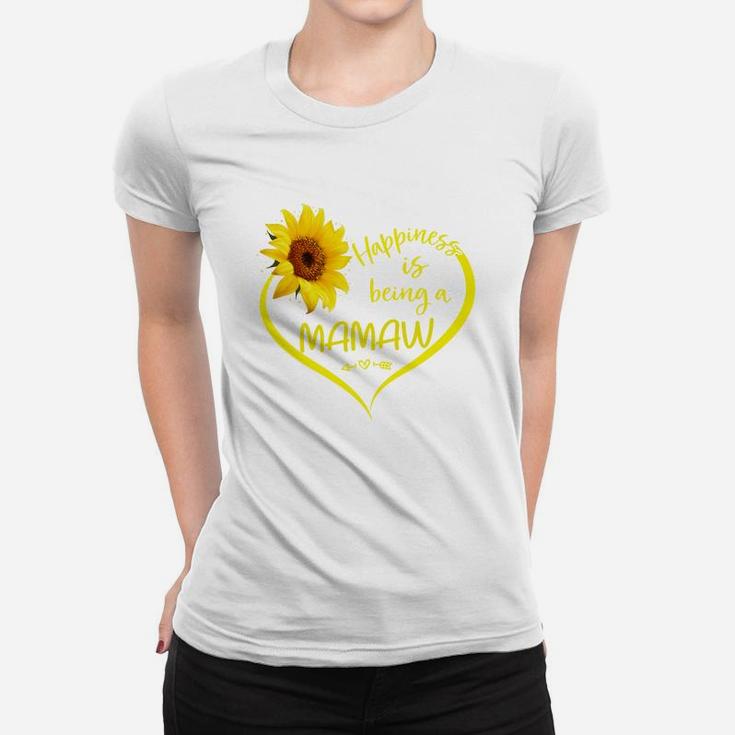Happiness Is Being A Mamaw Sunflower Heart Gift For Mothers And Grandmothers Ladies Tee