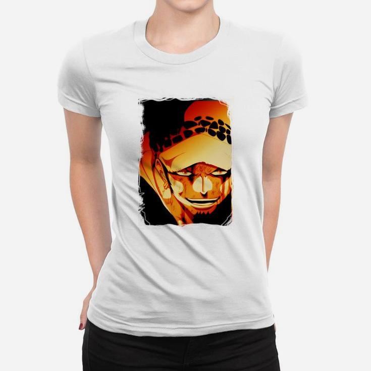 Herren-Frauen Tshirt mit Modernem Porträt-Print, Orange-Schwarz Design