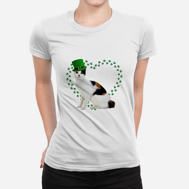 Japanese Bobtail Heart Paw Leprechaun Hat Irish St Patricks Day Gift For Cat Lovers Ladies Tee
