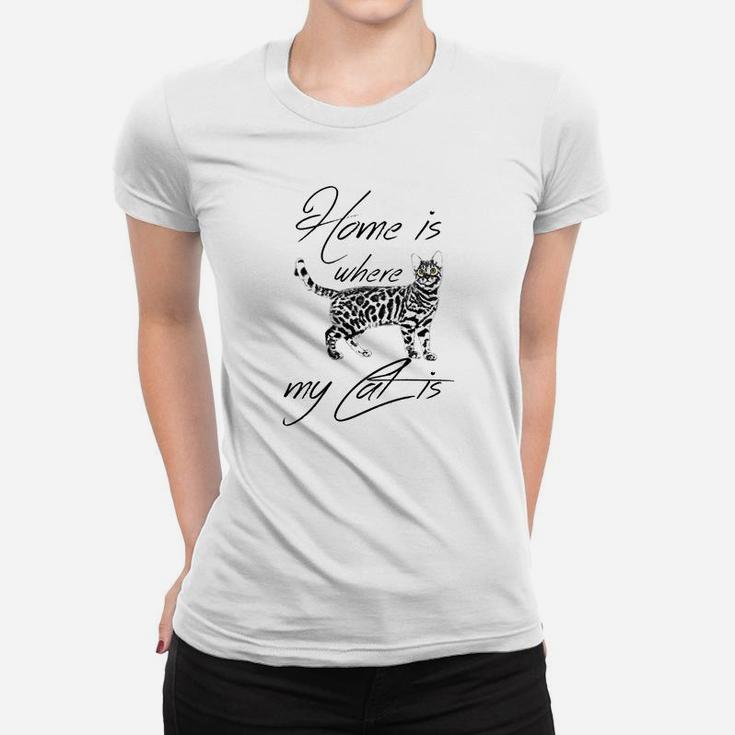 Katzenliebhaber Frauen Tshirt Home is where my Cat is Grafikdruck Design