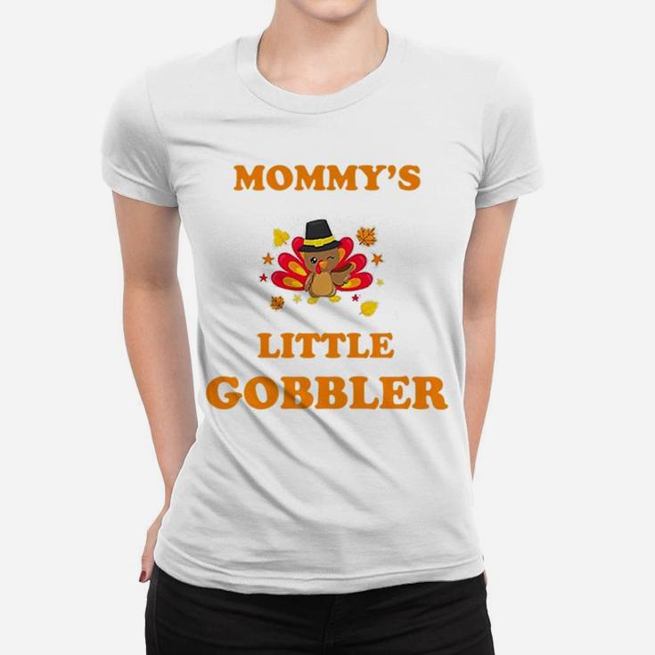 Kids Thanksgiving Mommys Little Gobbler Cute Kids Ladies Tee