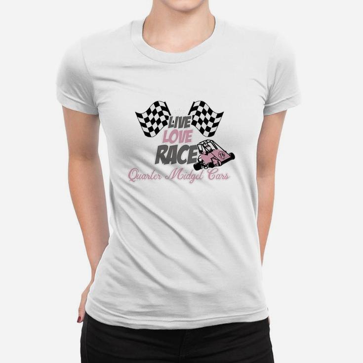 Live Love Race Quarter Midget Cars Shirt Pink Gray Grey Ladies Tee