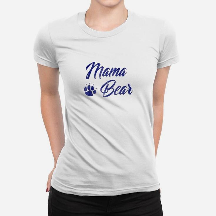 Mama Bear Cute Mothers Day Mom Paw Blue Ladies Tee