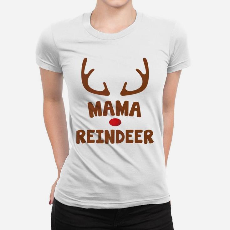 Mama Christmas Reindeer Face Family Costume Ladies Tee