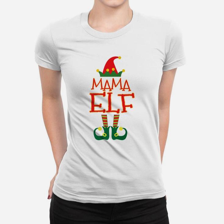 Mama Elf Cute Elf Family Christmas Holiday Ladies Tee