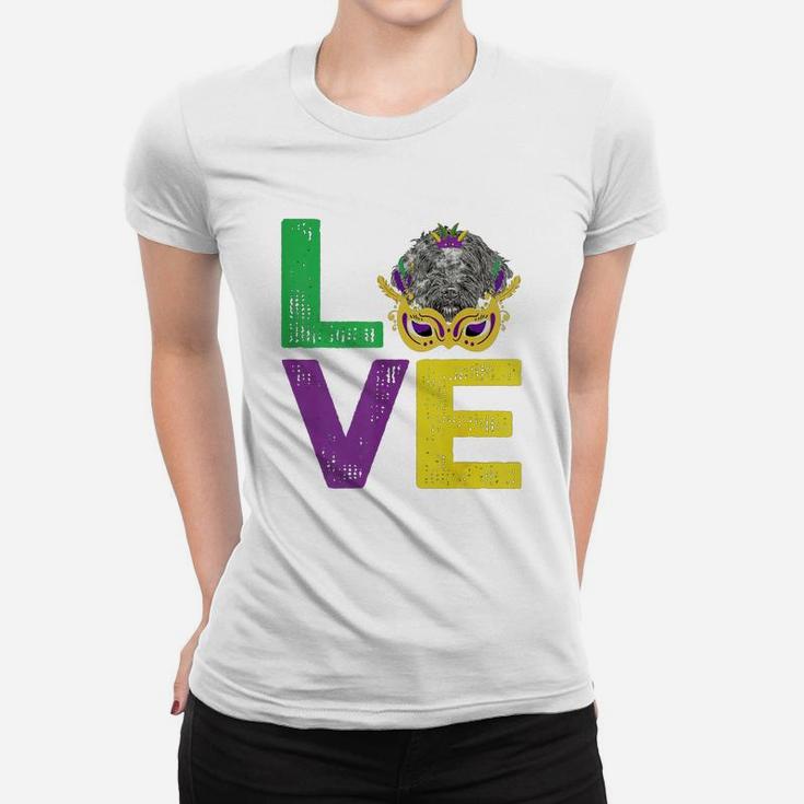Mardi Gras Fat Tuesday Costume Love Portuguese Water Dog Funny Gift For Dog Lovers Ladies Tee
