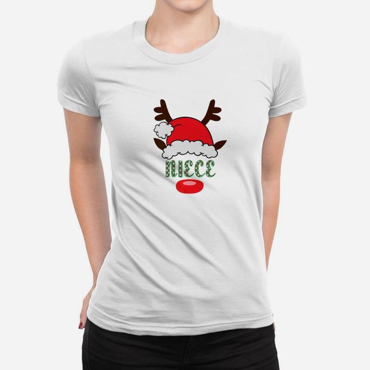 Matching Family Santa Hat With Reindeer Antlers Niece Ladies Tee