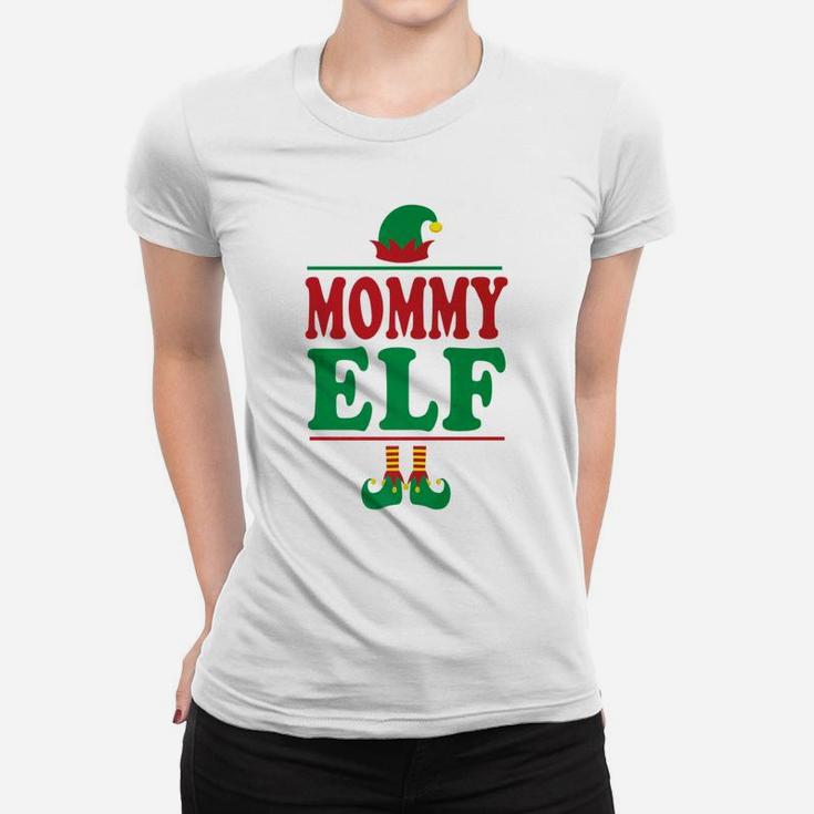 Mommy Elf Funny Elf Ugly Christmas Family Ladies Tee