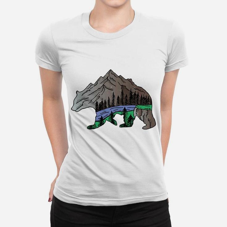 Mountain Bear Lover Distressed Gift For Mama Papa Ladies Tee