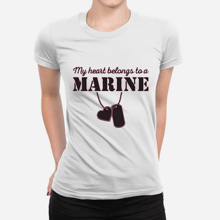 My Heart Belongs To A Marine Ladies Tee