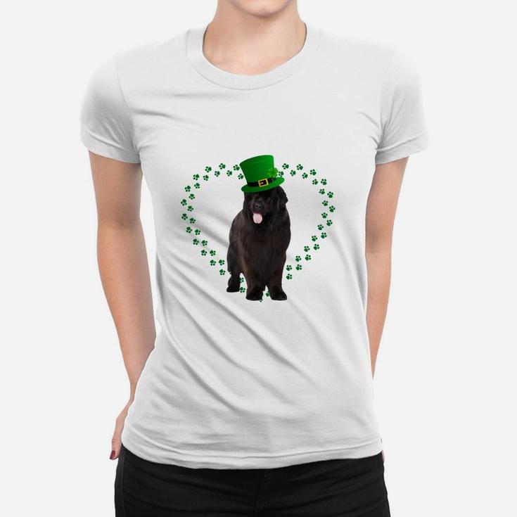 Newfoundland Heart Paw Leprechaun Hat Irish St Patricks Day Gift For Dog Lovers Ladies Tee