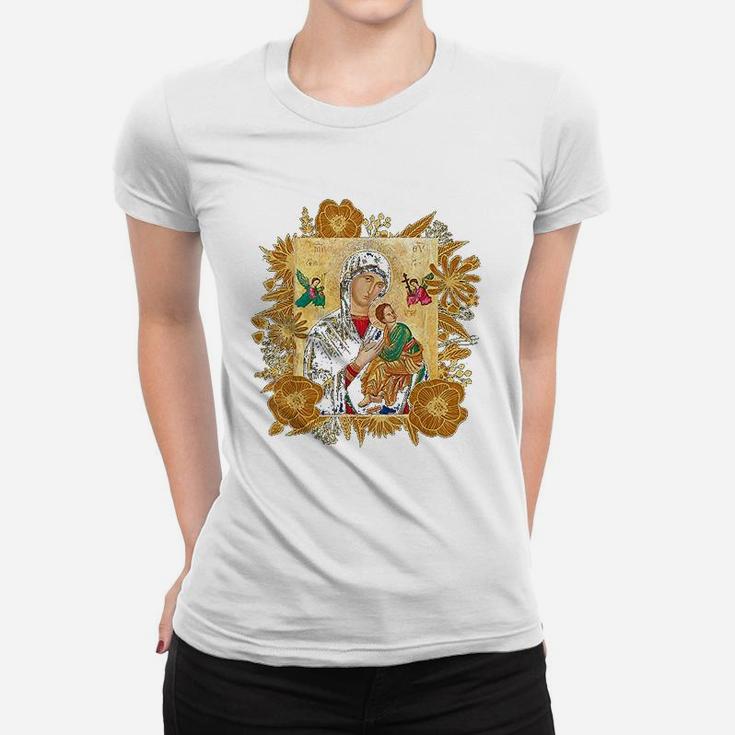Our Lady Of Perpetual Help Blessed Mother Mary Catholic Icon Ladies Tee