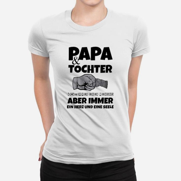 Papa & Tochter Hand in Hand Frauen Tshirt, Herz-und-Seele Motiv