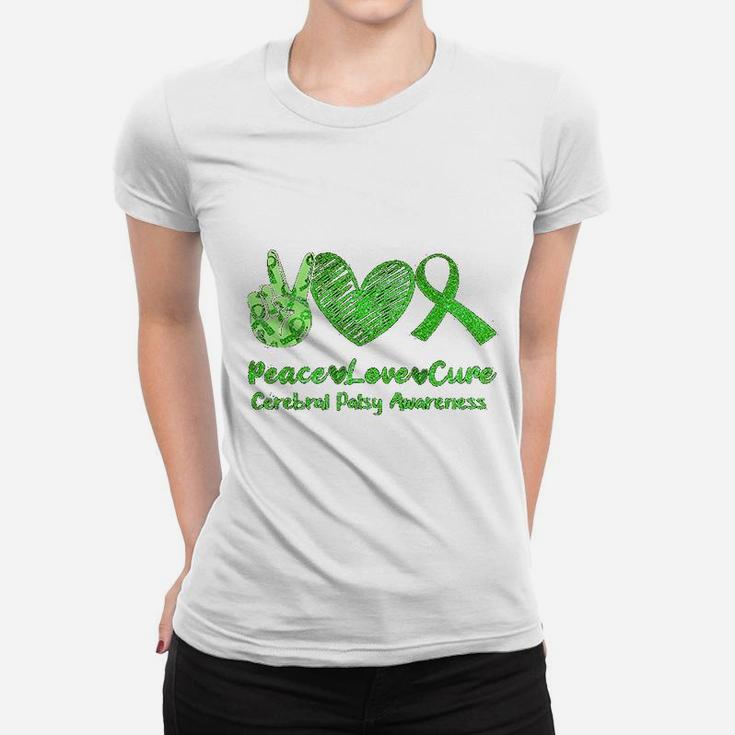 Peace Love Cure Cerebral Palsy Cp Support Green Gift Ladies Tee