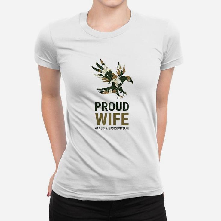 Proud Wife Of A Us Air Force Veteran Usaf Camo Eagle Ladies Tee