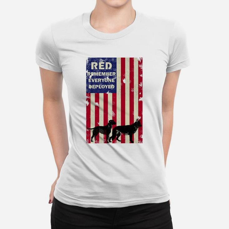 Red Friday Military Dogs Patriotic Gift Idea Ladies Tee
