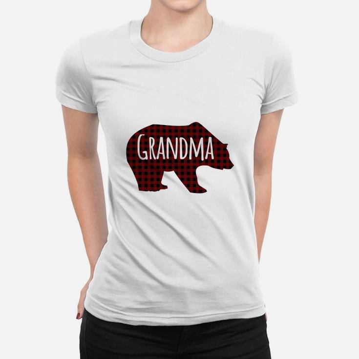 Red Plaid Grandma Bear Buffalo Matching Family Pajama (2) Ladies Tee